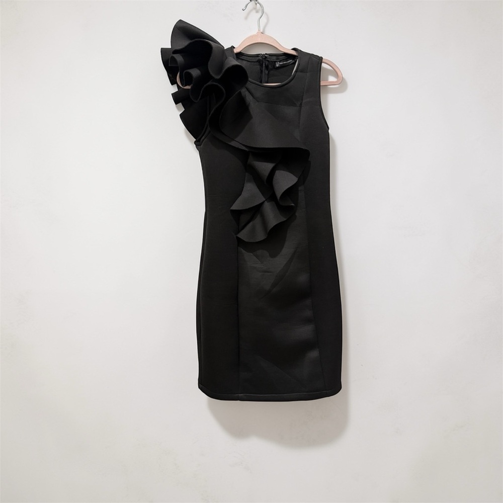 New York & Company Elegant Black One Shoulder Dress